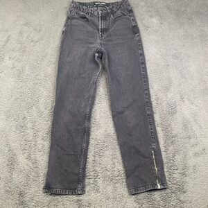 Social Tourist Womens 7R Straight Leg Ankle Zip Charcoal High Rise Denim